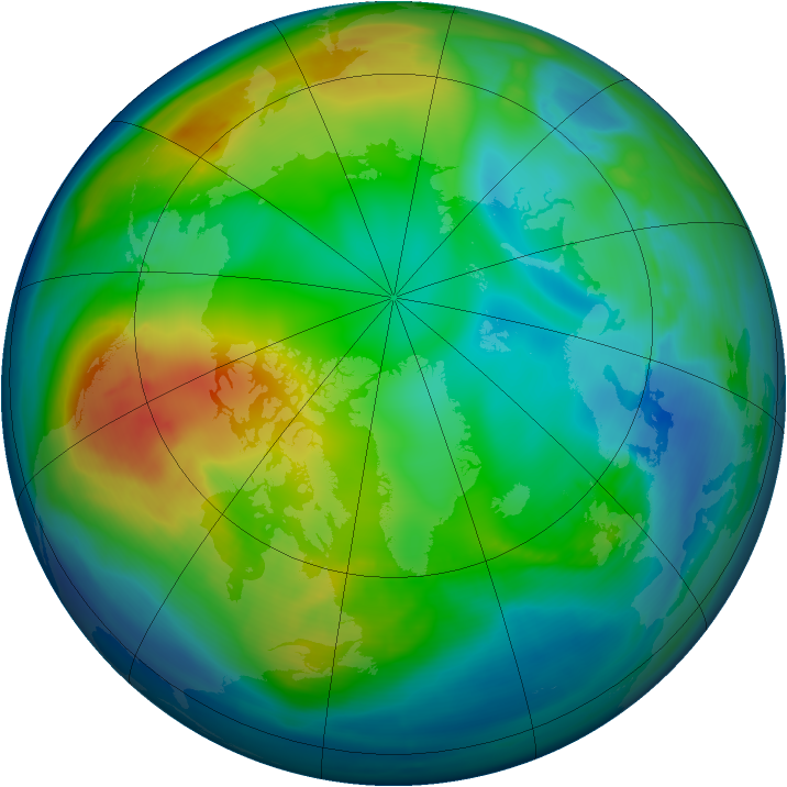 Arctic ozone map for 01 December 2007